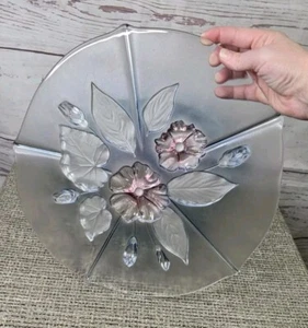 Vintage Mikasa Calypso Floral mattiert Kuchenplatte Ständer 13,5" rosa blau - Bild 1 von 17