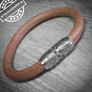 Personalisierbares Lederarmband Ø 8 mm mit Edelstahlverschluss wählbar Armband - Bild 1 von 5