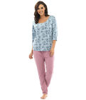 Ladies Soft Handle Jersey Pyjama Set Styled Floral Printed Top