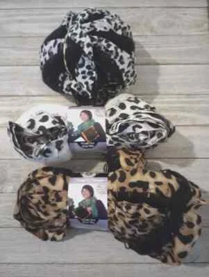 fabric yarn crochet  loops & threads 17.4yd animal print lot 3pc - Image 1 of 3