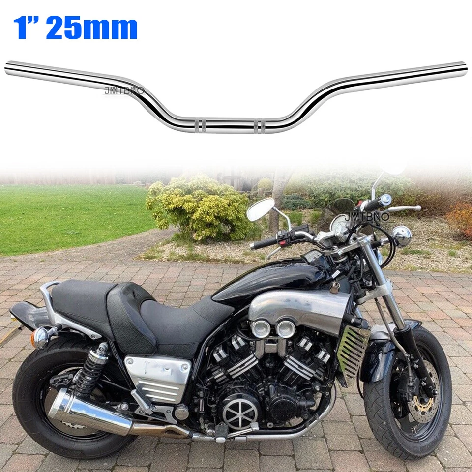 For Yamaha VMAX 1200 1700 1" 25mm Motorcycle Handlebars Tracker Drag Bars Chrome - Image 1 of 4