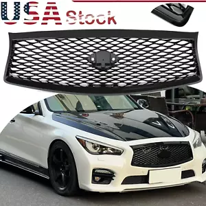 For Infiniti Q50 2014-2016 2017 Front Bumper Upper Grille Gloss Black Grill JDM - Picture 1 of 18