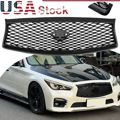 For Infiniti Q50 2014-2016 2017 Front Bumper Upper Grille Gloss Black Grill JDM - Image 1 of 4
