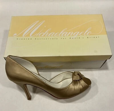 David Bridal Michael Angelo Gold Peep Toe Pump-Talla 9-NUEVO EN CAJA Foto 1 de 4