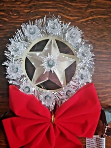 Lighted Tinsel Star Tree Top 11 Lights WORKS Silver Approx 5 in round - Picture 1 of 15