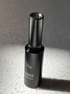 Dewalt 3/16" Deep Socket 88-964DB 6 Pt Black Chrome in 1/4" Drive - Picture 1 of 5