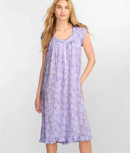Nwt $72 Eileen West LILAC Garden Modal Knit Cap Sleeves Long Waltz Nightgown L - Picture 1 of 4