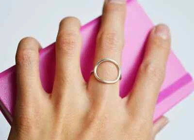 Open Circle Ring Karma Ring Sterling Silver Regular Ring Handmade Chunky Ring MJ - Image 1 of 4