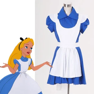 Alice in Wonderland Costume Waitress Uniform Maid Blue Dress Halloween Cosplay - Picture 1 of 14