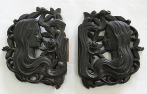 WONDERFUL ART NOUVEAU ERA BLACK JET CARVED SILK BELT BUCKLE - Picture 1 of 3