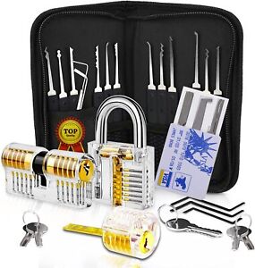 34Pc Unlocking Lock Pick Set Key Extractor Transparent Practice Padlock Tool Kit