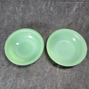2 Vintage Fire King Jadeite 6" Bowls 1950's Retro Collectible Green Glassware - Picture 1 of 9
