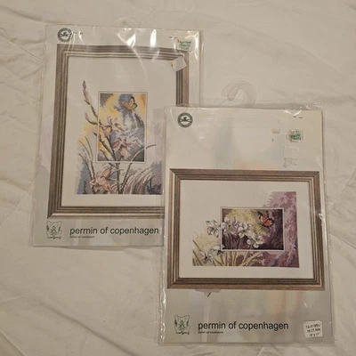 Kit de punto de cruz contado Permin Of Copenhagen 2, mariposas, sellado, nuevo Foto 1 de 4