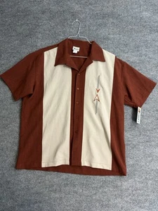Lucky Paradise Clothing Bowling Shirt Herren Small S Burgund Grau Stickerei Neu mit Etikett - Bild 1 von 9
