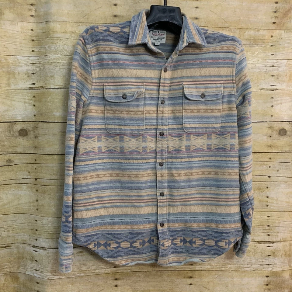 Camisa LUCKY BRAND Para Hombres Grande Chaqueta de Franela Azteca Con Botones Manga Larga Pesada Foto 1 de 4