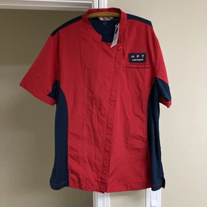 NWT Chik-Fil-A Spill Resistant Chef Coat Uniform Shirt Men Size XL Red Navy Zip - Picture 1 of 7