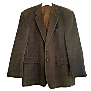 Ralph Lauren Blazer Sports Coat Jacket Mens 44R Black Corduroy Elbow Patches - Picture 1 of 9