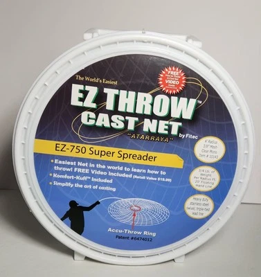 Fitec 10143 EZ Lanzamiento 750 Transparente 4' Radio 3/8" Malla Triple Atado Plomo 4.3 Libras Foto 1 de 4