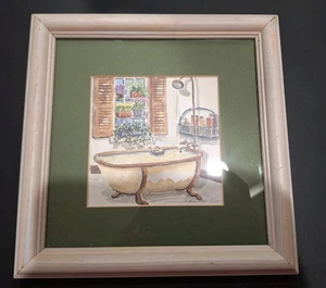 Vintage 1990s C. Winterle Olson "Bathtub" Series Americana Print Signed Frame - Picture 1 of 16