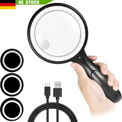 MARKENLOS 60 Fach LED Lupe Leselupe mit Licht Beleuchtung Vergrößerungsglas Juwelierlupe