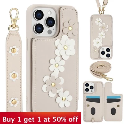 Leather Wallet Phone Case For iPhone 16 Pro Max 15 14 13 12 XR XS Shockproof - Image 1 of 4