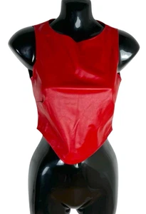 Pretty Little Thing Crop Top Women's UK Size 8Red Faux Leather Sleeveless - Picture 1 of 6