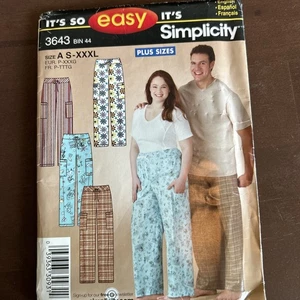 Simplicity Patterns 3643 Women’s And Men’s Pants Sz S-XXXL - Picture 1 of 2