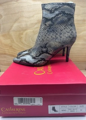 Женские сапоги Catherine Malandrino размер 8,5 Ming цвет серый со змеиным тиснением на котятином каблуке - Изображение 1 из 4