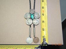 Bolo Tie Coin Cluster Mercury Dime Buffalo Liberty Nickel 1906 Penny Turquoise