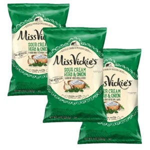 Miss Vickie's SOUR CREAM HERB & ONION Potato Chips Kettle Cooked 8.0oz (3 Pack) - Picture 1 of 5