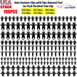 190XAuto Fastener Plastic Fastener Rivet Car Push Pin Rivet Trim Clips Kit ^033 - Picture 1 of 2