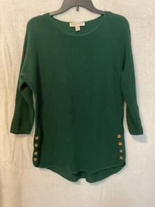 Maglione donna Michael Kors bottoni lati verde cacciatore taglia media hi orlo basso - Foto 1 di 7