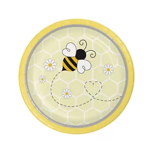Fun Express Bumblebee Party Round Paper Dessert Plates - 8 Ct - Picture 1 of 1