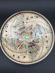 Romanian Horezu Traditional Ceramic Dish Clay Decorative Plate Handmade Pottery - Picture 1 of 10