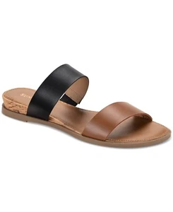 Sun + Stone Easten Slide Sandals, Cognac/Black Smooth, sz 8.5M - Picture 1 of 7