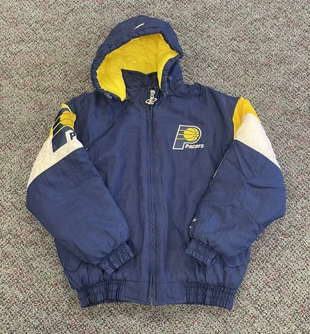 Vintage Indiana Pacers Logo Athletic Zip Up Jacket Size Large NBA Basketball VTG Cover