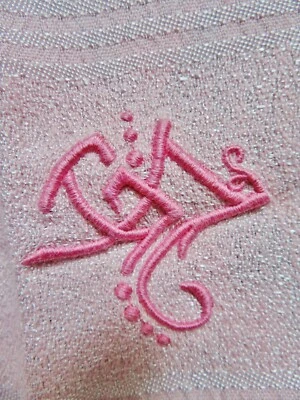 NAPPE 150 cm X 120 cm & SERVIETTES GRANITé LIN ROSE poudré brodées AG  VINTAGE - Photo 1/3