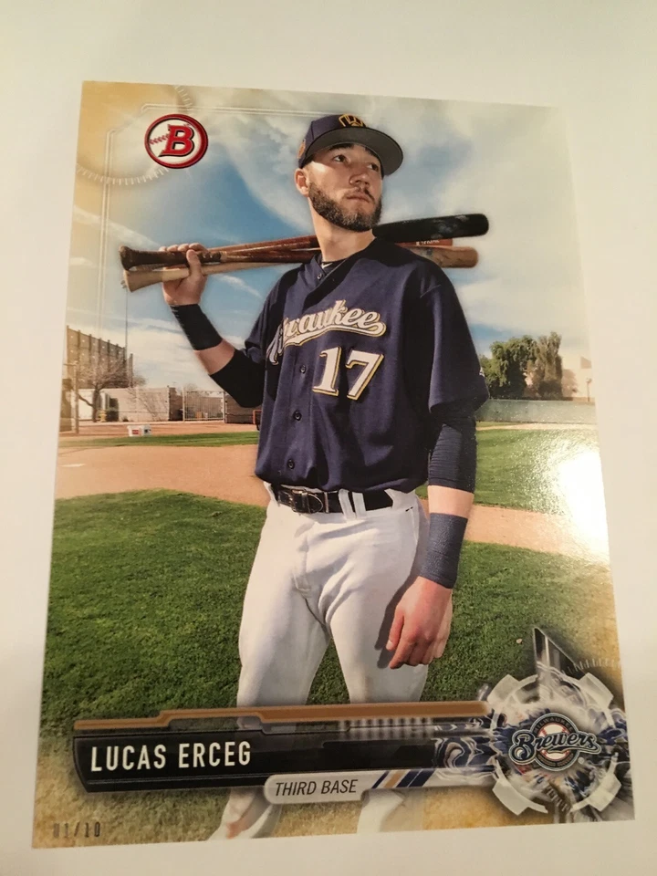 2017 Bowman Draft Jumbo 5x7 Lucas Erceg Brewers BD131 #'d 01/10 Gold - Image 1 of 1