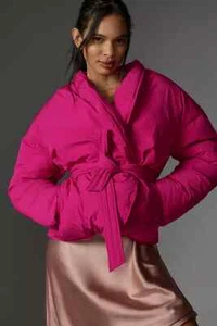 Chaqueta Anthropologie Maeve Crop Cocoon Puffer XS NUEVA NUEVA CON ETIQUETAS color rosa - Imagen 1 de 5
