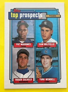 1992 TOPPS #676 PITCHING-PROSPECTS – MAHOMES, SALKELD, WENDELL & MILI 013124 - Bild 1 von 2
