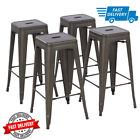 30 In Stackable Metal Stool Backless Bar Counter Stools 300 Lbs Capacity 4 Pack