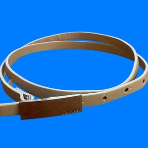 Calvin Klein Womens White Leather Belt Size 10 With Gold Buckle - Picture 1 of 4