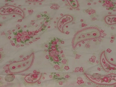 POTTERY BARN KIDS KRISTEN PINK PAISLEY ROSES GREEN WHITE TWIN DUVET COVER 68X86 - Image 1 of 4
