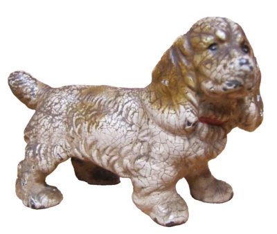 COCKER SPANIEL Old Cast Iron Figural Dog Paperweight Childs Toy - Image 1 of 4
