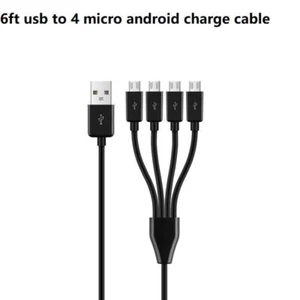USB Male Male to 4 Micro USB 2.0 A Multi Micro USB Charging Cable 6ft/2M 4 in 1 - Picture 1 of 6