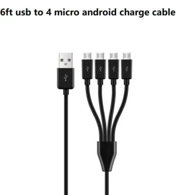 USB Male Male to 4 Micro USB 2.0 A Multi Micro USB Charging Cable 6ft/2M 4 in 1 - Image 1 of 4