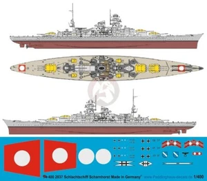 Marcas de acorazado alemán Peddinghaus 1/400 Scharnhorst Segunda Guerra Mundial con plano flotante 2037 - Imagen 1 de 1