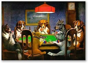Funny Animal Pictures Dogs Playing Poker Cards Art Canvas Painting Cool Posters