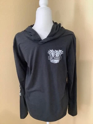 Camiseta masculina manga longa Worship com capuz cinza carvão tamanho M - Imagem 1 de 4