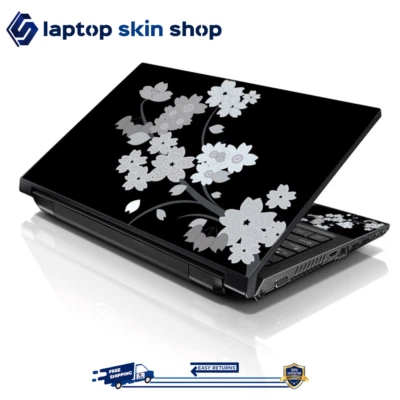 Laptop Skin Sticker Decal Cover for Notebook Macbook HP White Floral 13-16 inch - Image 1 of 4